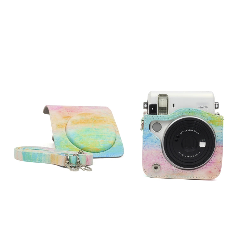 Rainbow Oil painting Pattern PU Leather Protective Camera Case Bag For FUJIFILM Instax Mini70 Camera