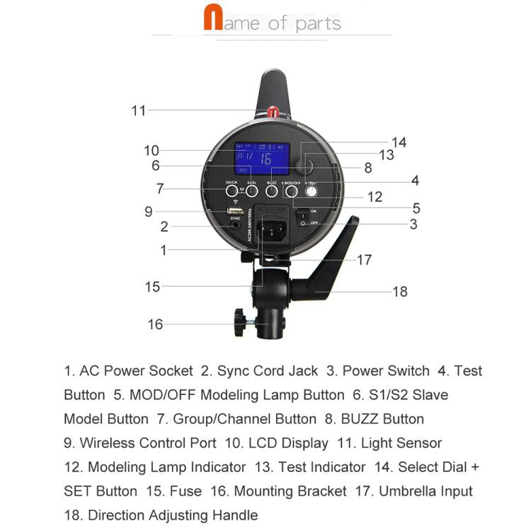 Godox Gemini GS300II Studio Flash Light 300Ws Bowens Mount Strobe Flash