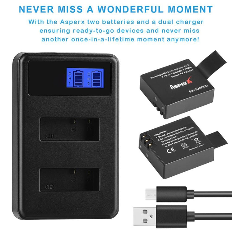 SJCAM SJ7000 / SJ6000 / SJ5000 / SJ4000 Battery LCD Screen Dual Batteries Charger, Displays Charging Capacity