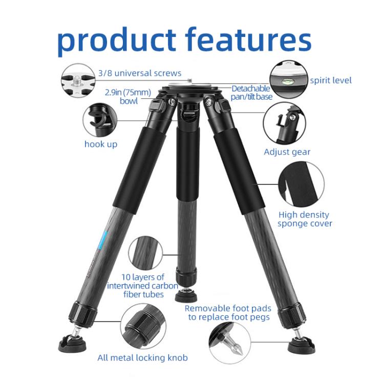 BEXIN ST402C Portable Collapsible Carbon Fiber Camera Tripod