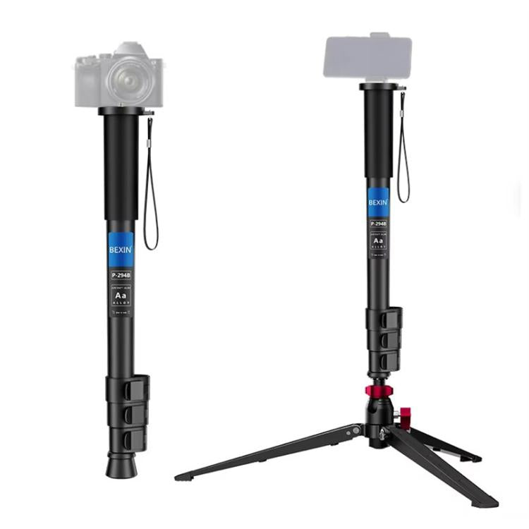 BEXIN P294B Portable Travel Outdoor DSLR Camera Aluminum Alloy Monopod Holder