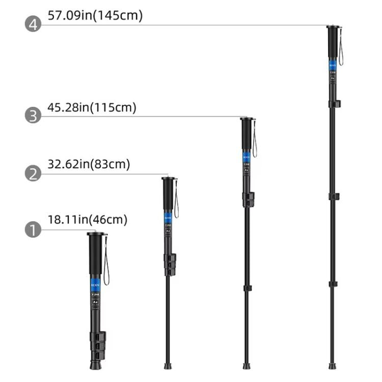 BEXIN P294B Portable Travel Outdoor DSLR Camera Aluminum Alloy Monopod Holder