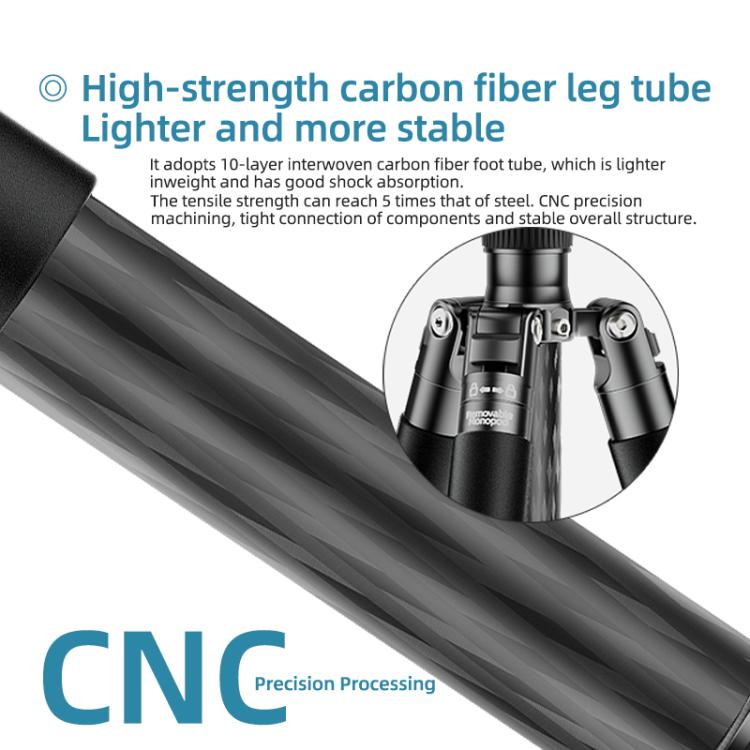 BEXIN W-334C Portable DSLR Camera 2 in 1 Carbon Fiber Tripod Detachable Monopod