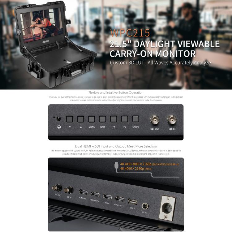 SEETEC WPC215 21.5 inch 1000nit High Bright Portable Carry-on Director Monitor Full HD 1920x1080 Monitor