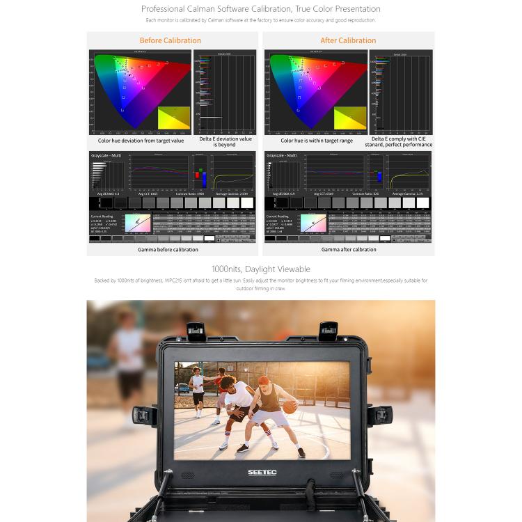 SEETEC WPC215 21.5 inch 1000nit High Bright Portable Carry-on Director Monitor Full HD 1920x1080 Monitor