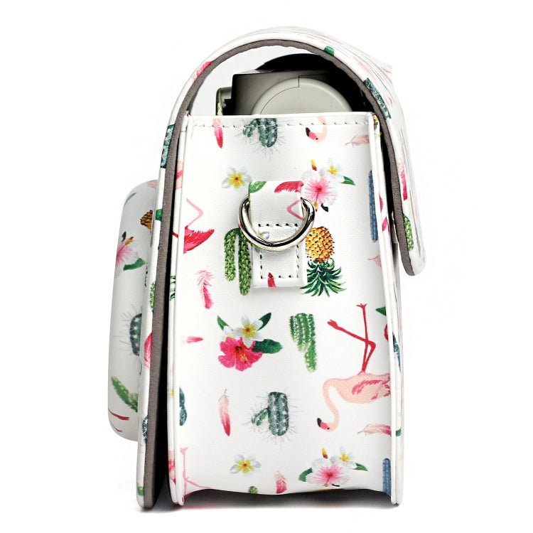 Flamingo Cactus Pattern PU Leather Protective Camera Case Bag For FUJIFILM Instax Mini 7S / 7C Camera