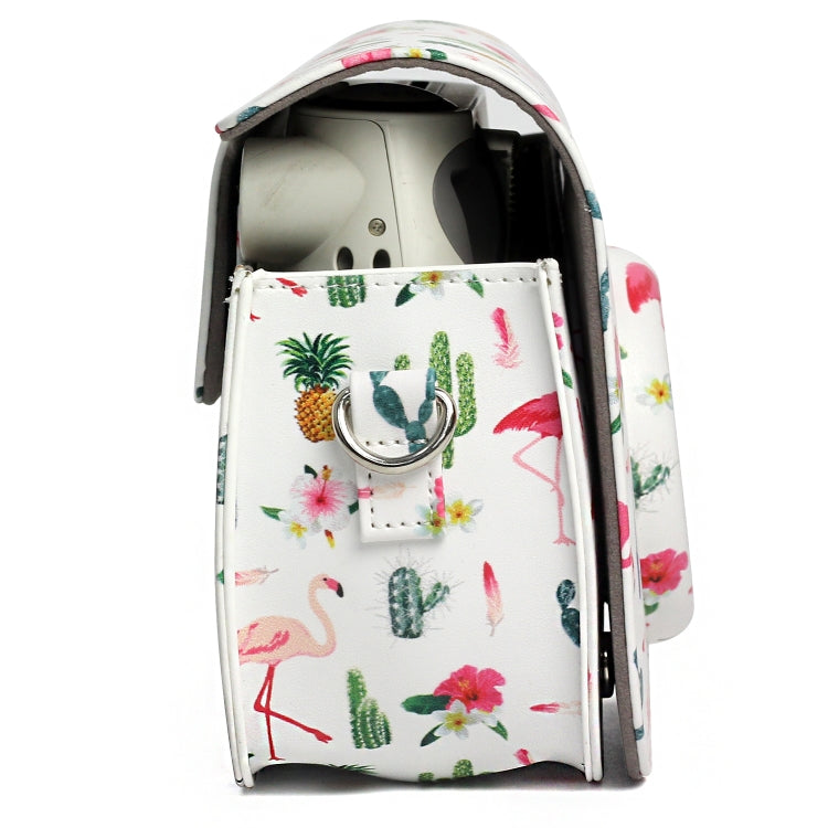 Flamingo Cactus Pattern PU Leather Protective Camera Case Bag For FUJIFILM Instax Mini 7S / 7C Camera