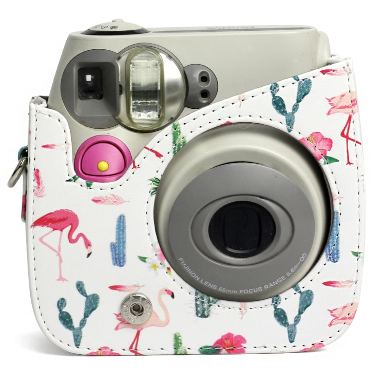 Flamingo Cactus Pattern PU Leather Protective Camera Case Bag For FUJIFILM Instax Mini 7S / 7C Camera