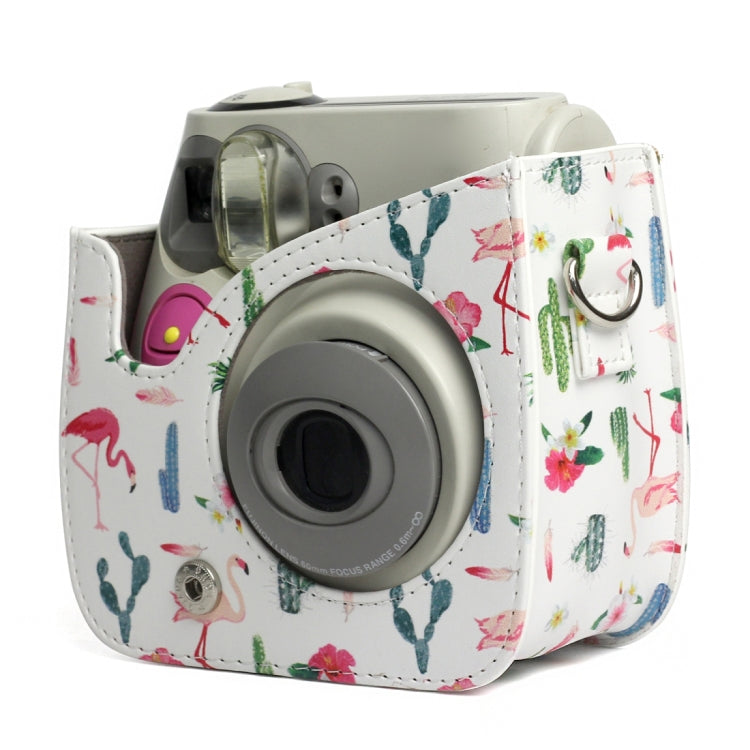 Flamingo Cactus Pattern PU Leather Protective Camera Case Bag For FUJIFILM Instax Mini 7S / 7C Camera