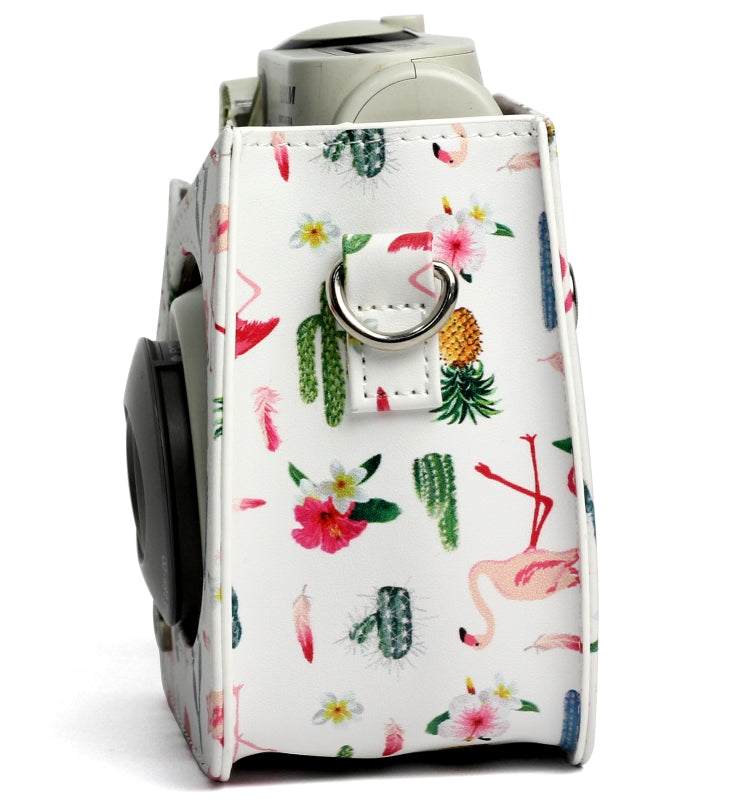 Flamingo Cactus Pattern PU Leather Protective Camera Case Bag For FUJIFILM Instax Mini 7S / 7C Camera