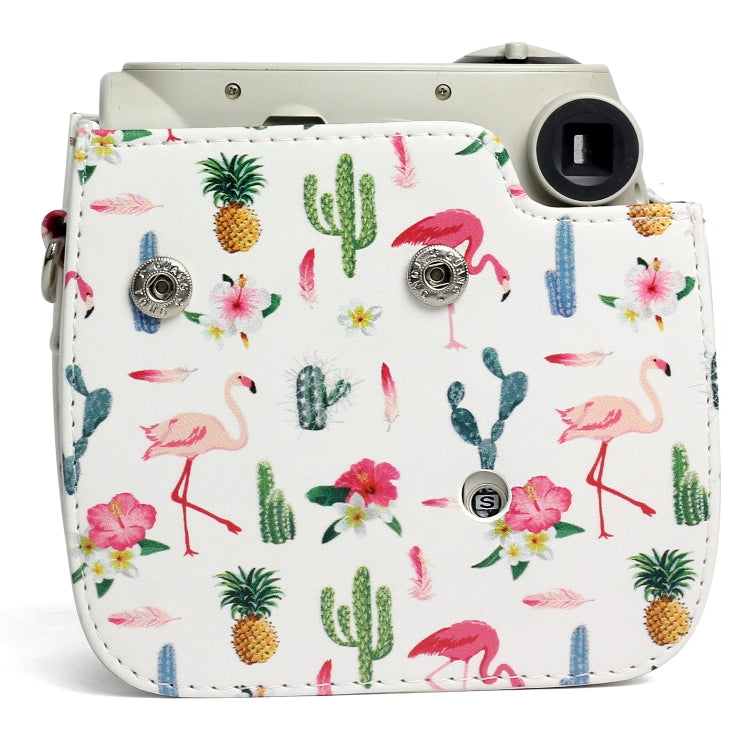 Flamingo Cactus Pattern PU Leather Protective Camera Case Bag For FUJIFILM Instax Mini 7S / 7C Camera