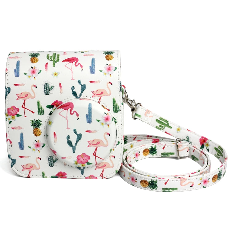 Flamingo Cactus Pattern PU Leather Protective Camera Case Bag For FUJIFILM Instax Mini 7S / 7C Camera