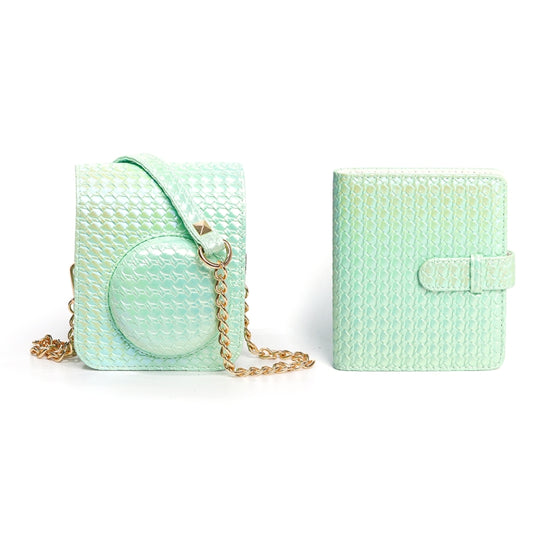 For FUJIFILM instax mini 12 Colorful Woven Leather Case Full Body Camera Bag + Photo Album with Strap