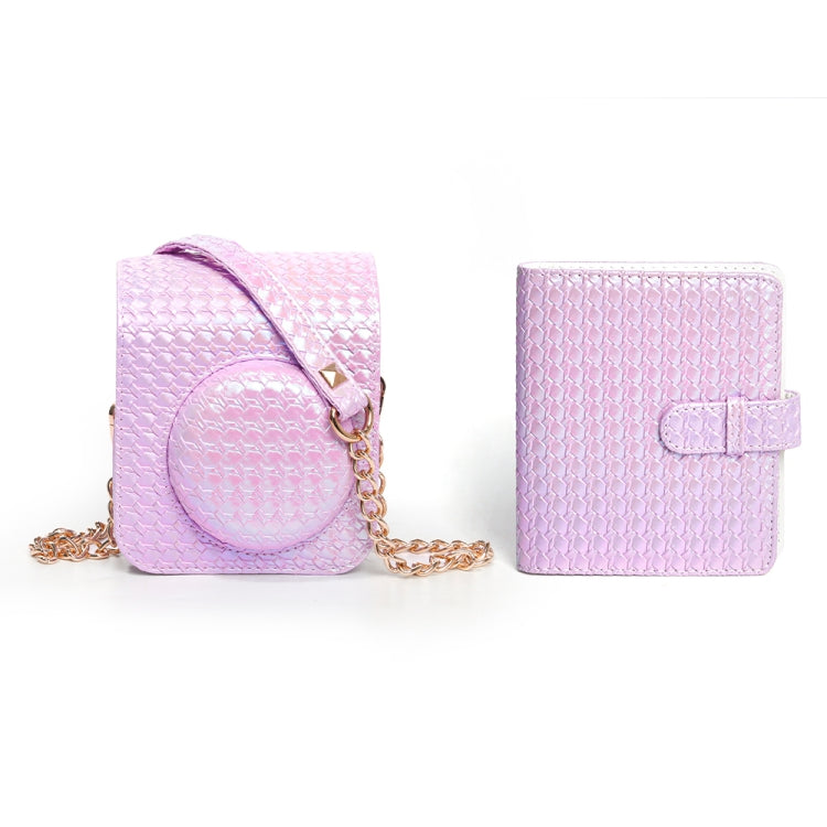 For FUJIFILM instax mini 12 Colorful Woven Leather Case Full Body Camera Bag + Photo Album with Strap