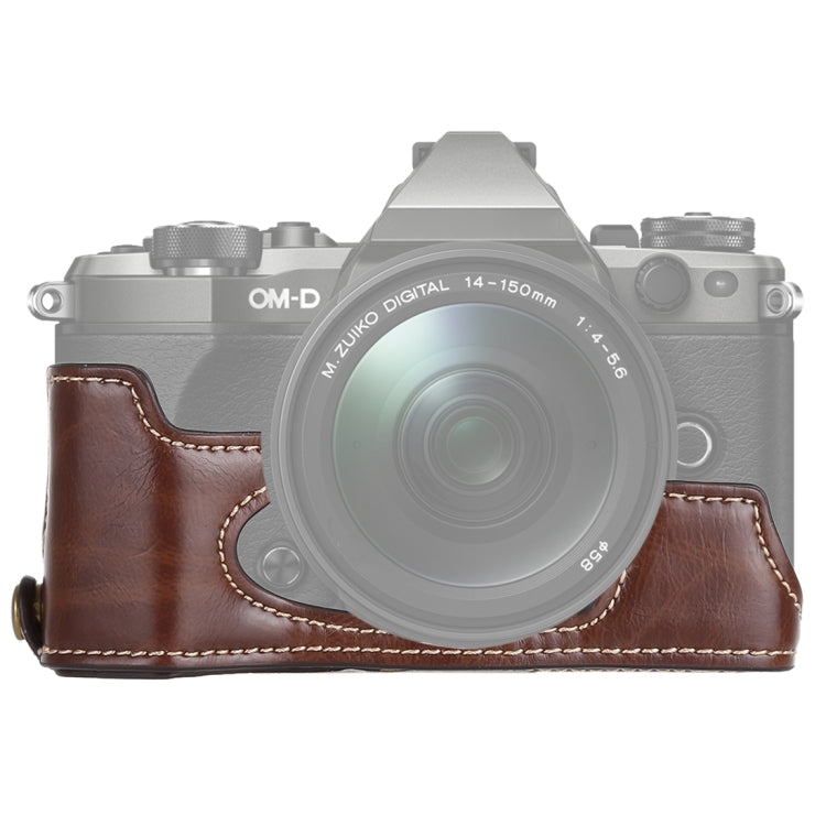 1/4 inch Thread PU Leather Camera Half Case Base for Olympus EM5 / EM5 Mark II, For Olympus EM5