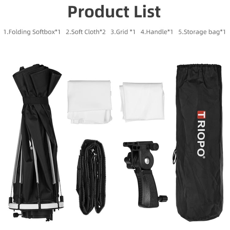 TRIOPO KS55 55cm Speedlite Flash Octagon Parabolic Softbox Diffuser with Bracket Mount Handle