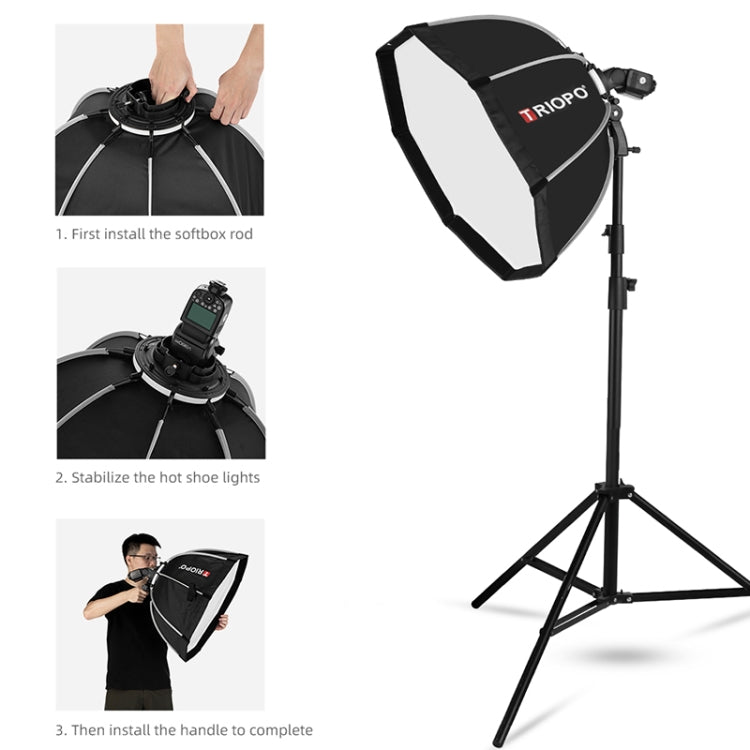 TRIOPO KS90 90cm Dome Speedlite Flash Octagon Parabolic Softbox Diffuser with Bracket Mount Handle for Speedlite