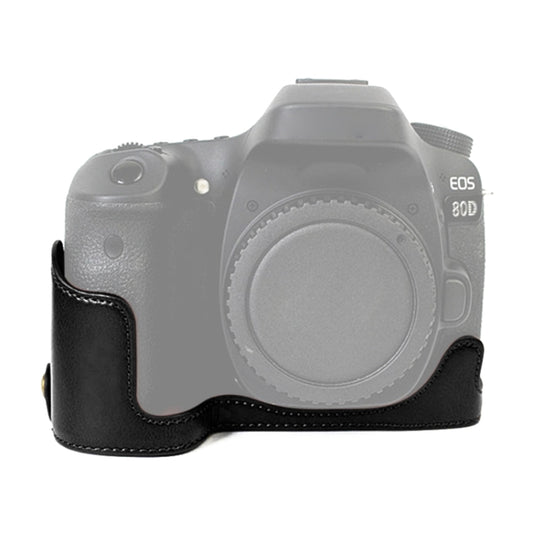 1/4 inch Thread PU Leather Camera Half Case Base for Canon EOS 80D / 70D, For Canon EOS 80D