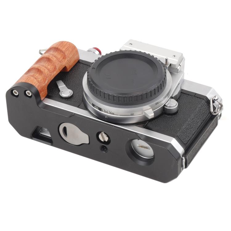 Wooden Hand Grip Arca Quick Release Plate Aluminum Alloy Base for Nikon F / FTn / FT2 / FT3