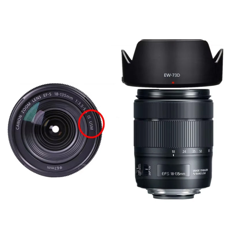 EW-73D Lens Hood Shade for Canon EF-S 18-135mm f/3.5-5.6 IS USM Lens