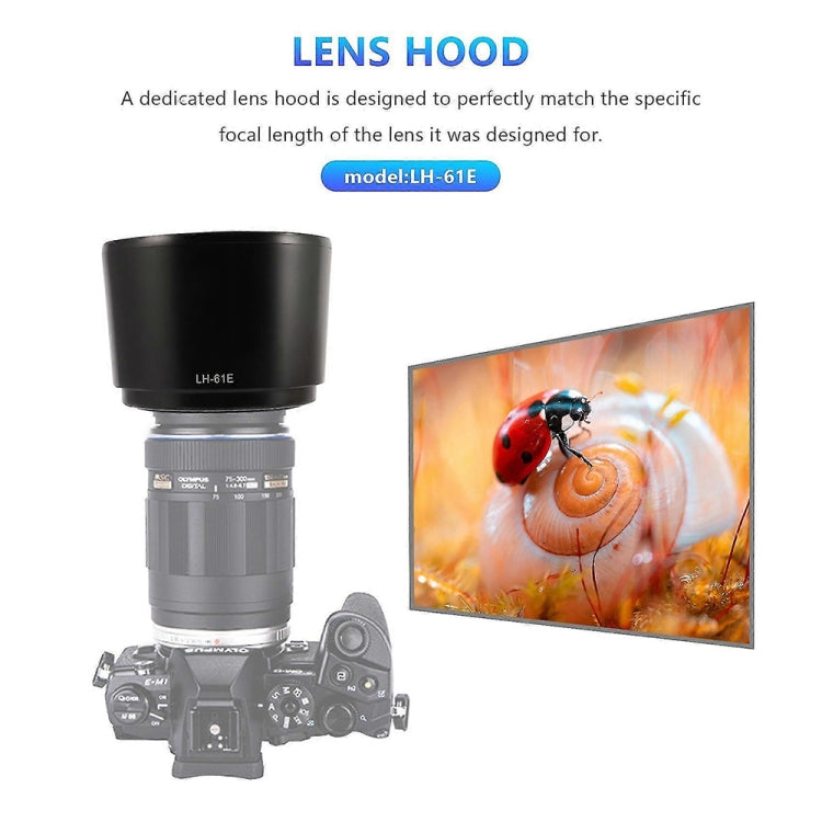 LH-61E Lens Hood Shade for Olympus ZUIKO DIGITAL ED 75-300mm F4-5.6 / ED 75-300mm F4.8-6.7 Lens