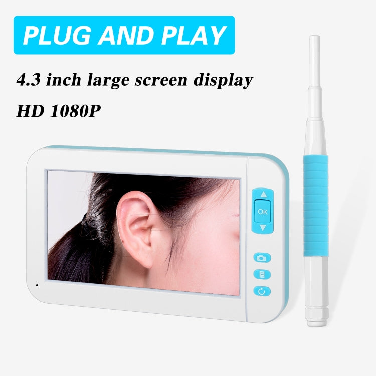 C01 4.3 Inch Screen Display HD1080P Visual Earspoon Endoscope with 6 LEDs, Diameter:5.5mm