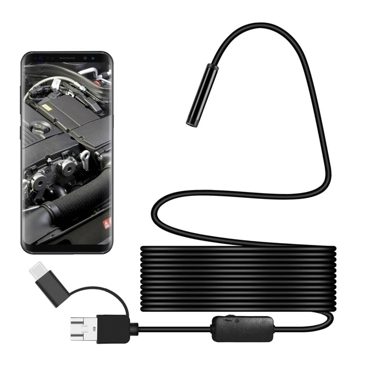 Y101 8mm Spiral Head 3 In 1 Waterproof Digital Endoscope Inspection Camera, Length: 5m Flexible Cable
