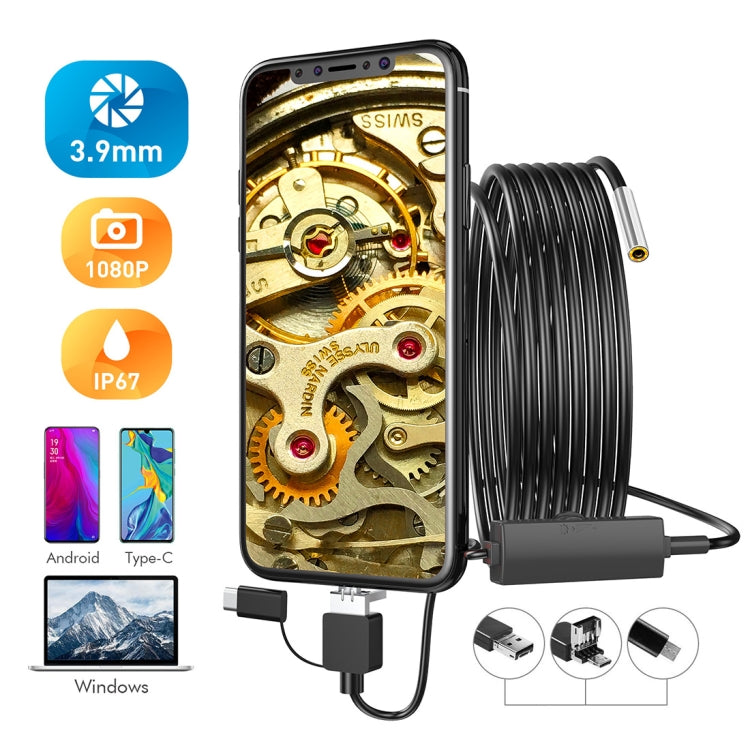 inskam107 3.9mm 3 In 1 HD Waterproof Industry Digital Endoscope Inspection Camera, Length: 1m Flexible Cable
