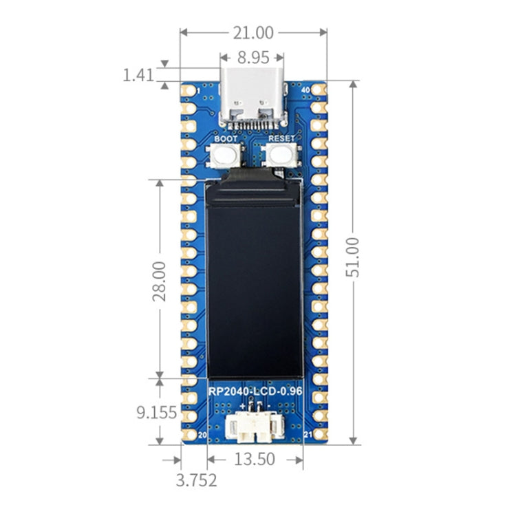 Waveshare RP2040-LCD-0.96 Pico-like MCU Board Based on Raspberry Pi MCU RP2040, with Pinheader