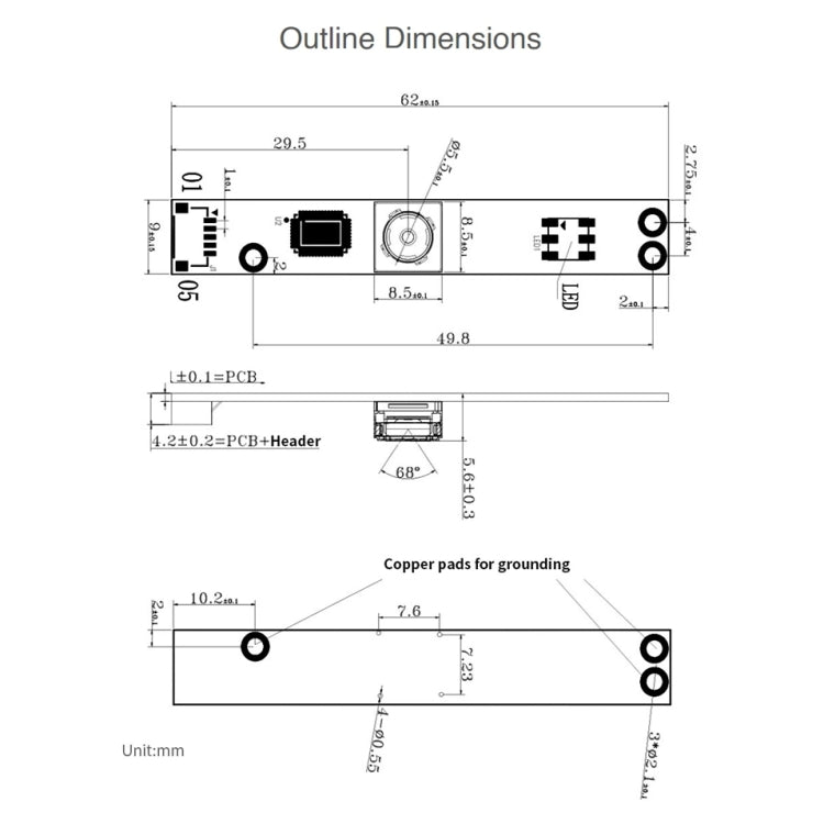 Waveshare OV5640 AF 5MP USB Camera Module, Support 1080P Video Recording