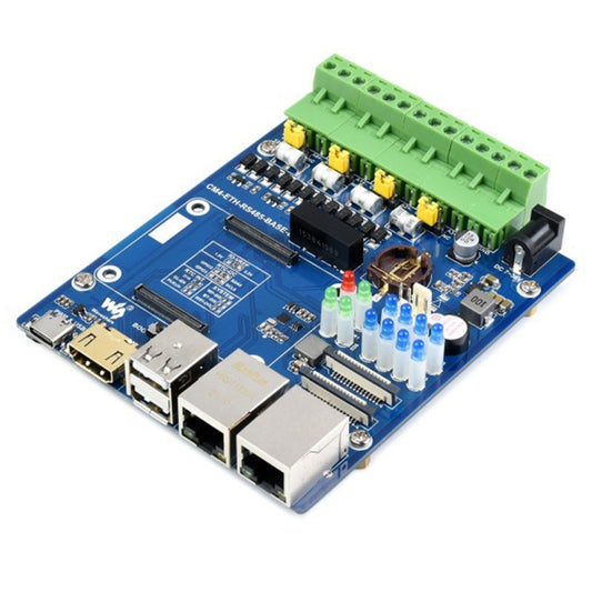 Waveshare Dual ETH Quad RS485 Base Board B for Raspberry Pi CM4, Gigabit Ethernet