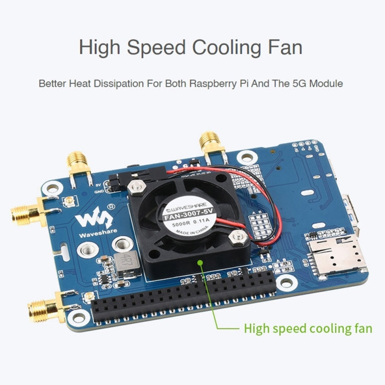 Waveshare RM500U-CN 5G HAT Quad Antennas LTE-A Multi Band Module Board for Raspberry Pi
