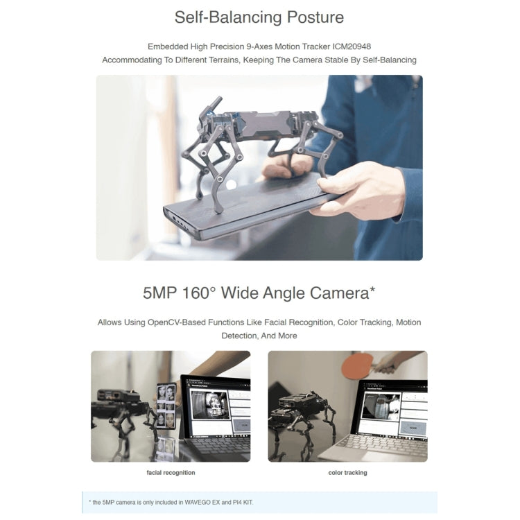 Waveshare WAVEGO 12-DOF Bionic Dog-Like Robot, Extension Pack