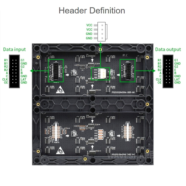Waveshare RGB Full-Color LED Matrix Panel, 3mm Pitch, 64 x 64 Pixels, Adjustable Brightness