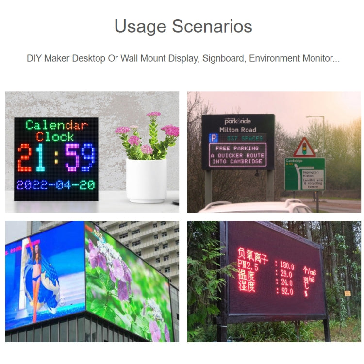 Waveshare RGB Full-Color LED Matrix Panel, 3mm Pitch, 64 x 64 Pixels, Adjustable Brightness