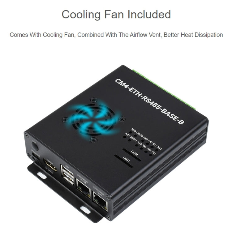 Waveshare Dual ETH Mini-Computer for Raspberry Pi CM4, Gigabit Ethernet, 4CH Isolated RS485