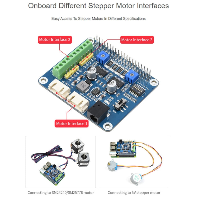 Waveshare HRB8825 Stepper Motor HAT For Raspberry Pi, Drives Two Stepper Motors, Up To 1/32 Microstepping