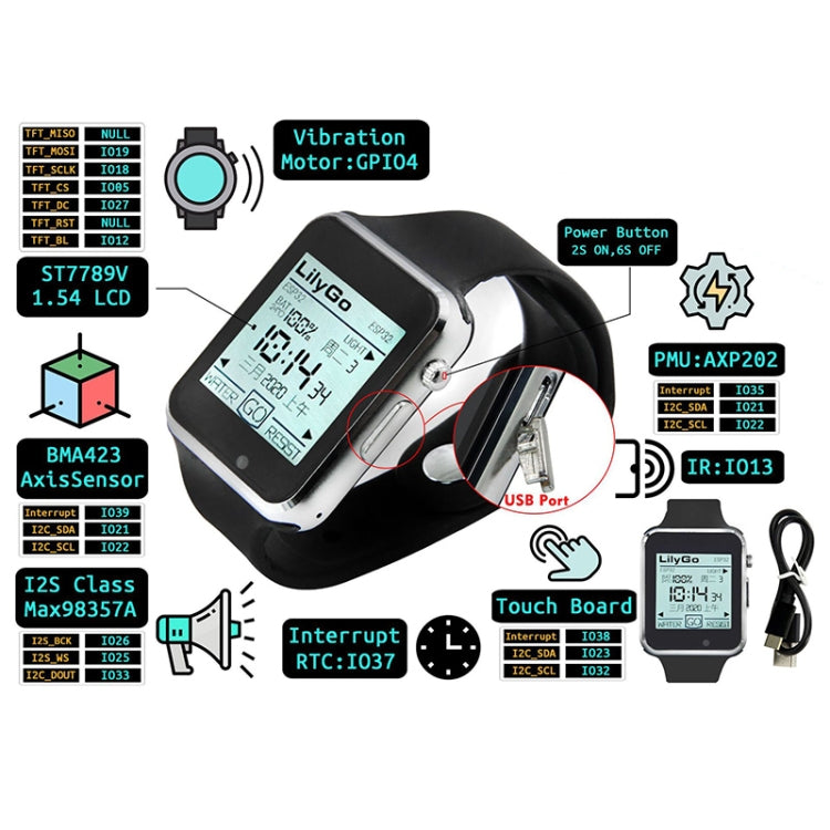TTGO T-Watch-2020 ESP32 Main Chip 1.54 inch Touch Display Programmable Wearable Watch