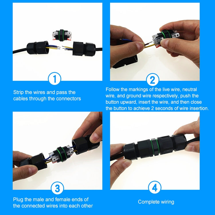 XY-17 IP68 Waterproof 3 Pin Straight Cable Connector