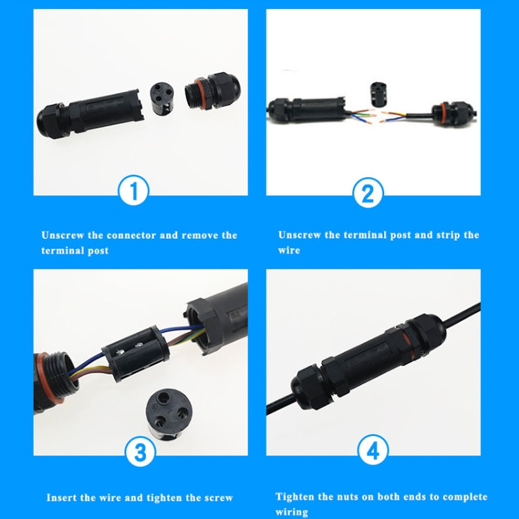 XY20 IP68 Waterproof 3 Pin Straight Cable Connector