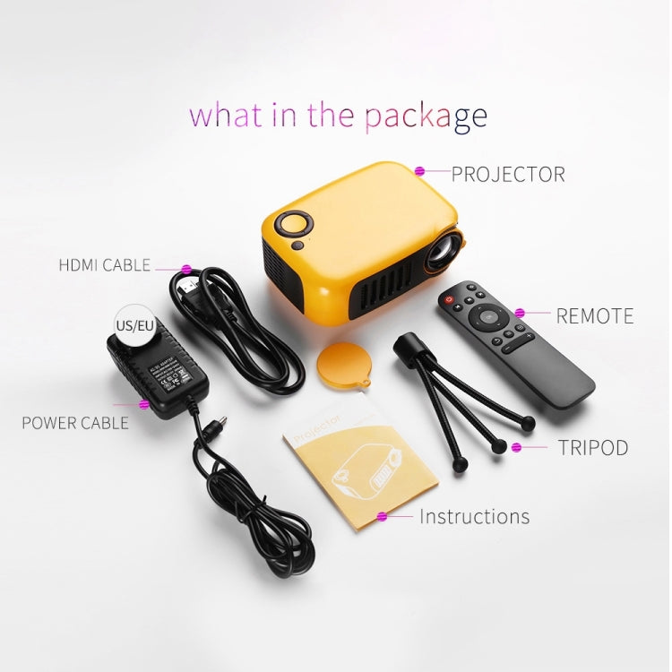 A2000 Portable Projector 800 Lumen LCD Home Theater Video Projector, Support 1080P, AU Plug, AU Plug