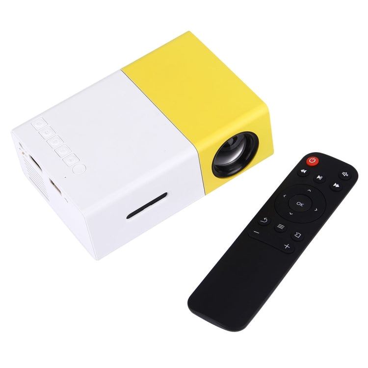 YG-300 0.8-2M 24-60 inches 400-600 Lumens LED Projector HD Home Theater with 3 in 1 Video Convert Cable & Remote Controller, Size: 12.6 x 8.6 x 4.6 cm, EU Plug