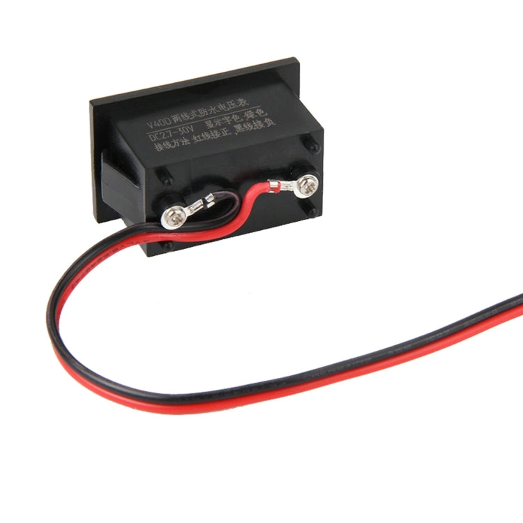 V40D 2 Wires Red Light Display Mini Waterproof IPX4 Digital Voltage Meter, Measure Voltage: DC 2.5-30V