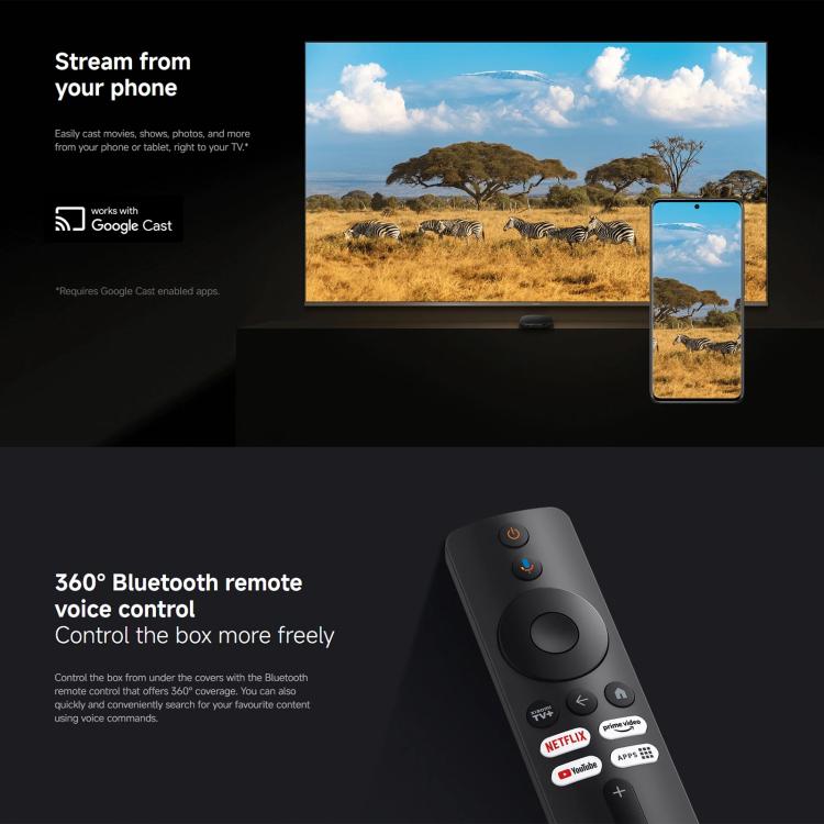 Xiaomi TV Box S 3rd Gen 4K Ultra HD Google TV Smart TV Box Media Player, Quad-Core, 2GB+32GB, Global Version