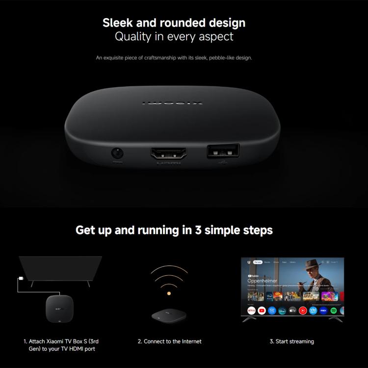 Xiaomi TV Box S 3rd Gen 4K Ultra HD Google TV Smart TV Box Media Player, Quad-Core, 2GB+32GB, Global Version