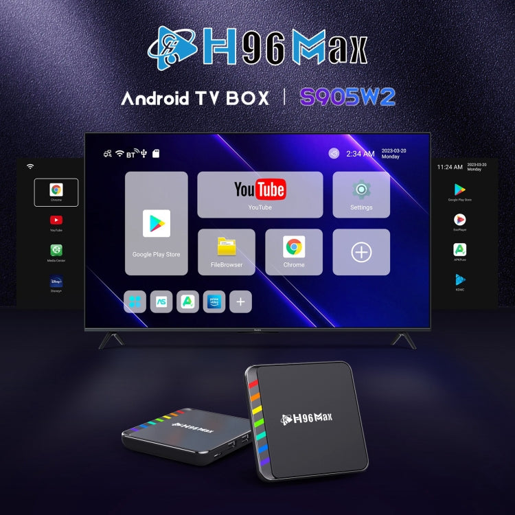 H96 Max W2 4K Ultra HD Android 11.0 Smart TV Box with Remote Control, Amlogic S905W2 Quad-Core, 4GB+64GB