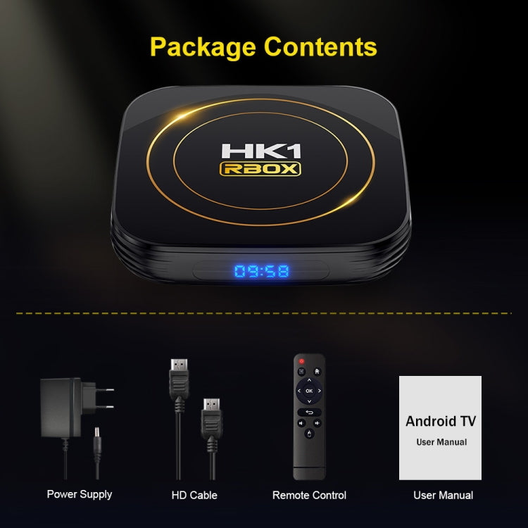 HK1 RBOX-H8S 4K Ultra HD Android 12.0 Smart TV Box with Remote Control, Allwinner H618 Quad-Core, 2GB+16GB