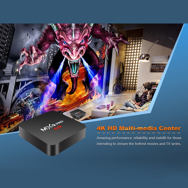 MXQ PROi 1080P 4K HD Smart TV BOX with Remote Controller, Android 7.1 S905W Quad Core Cortex-A53 Up to 2GHz, RAM: 2GB, ROM: 16GB, Support WiFi, UK Plug