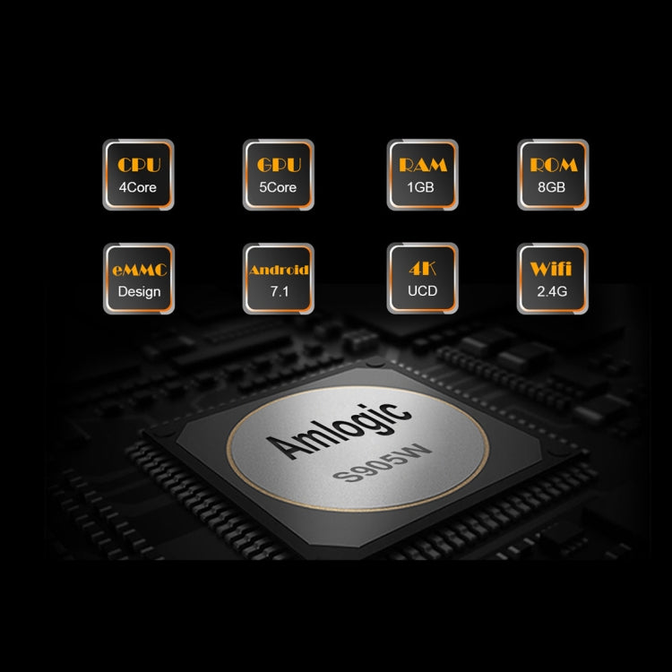 MXQ PROi 1080P 4K HD Smart TV BOX with Remote Controller, Android 7.1 S905W Quad Core Cortex-A53 Up to 2GHz, RAM: 2GB, ROM: 16GB, Support WiFi, UK Plug