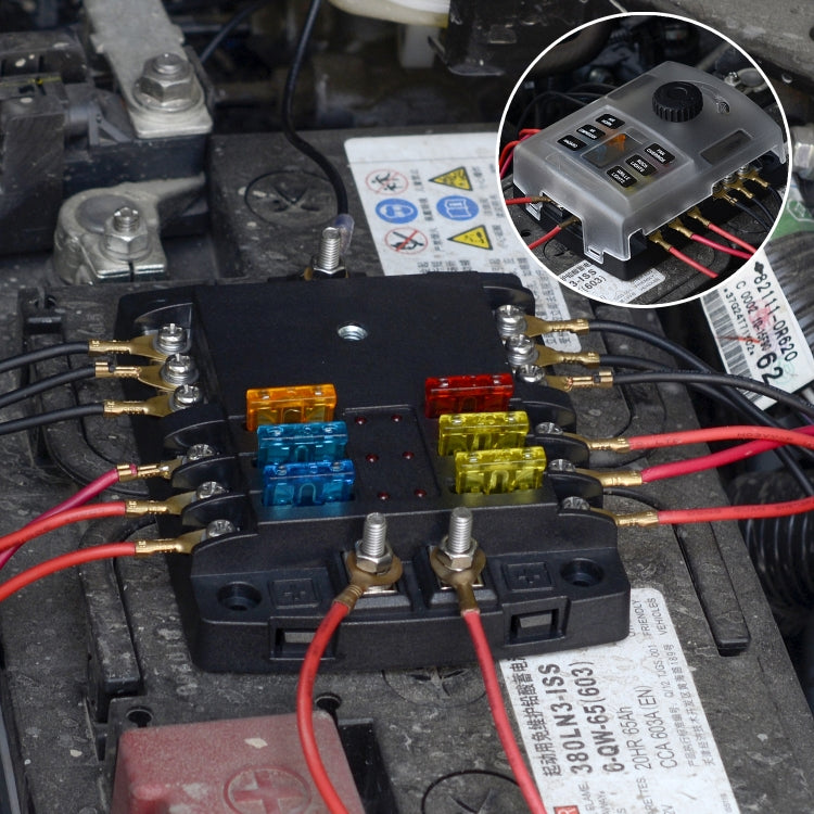 WUPP ZH-1222A1 High Current Independent Positive and Negative 6-way LED Indicator Plug Fuse Box